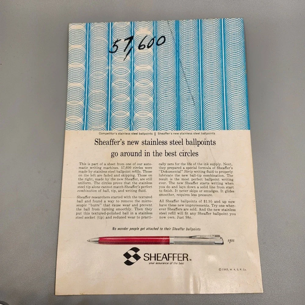 Sheaffer Magazine Ad 1965 Stainless Steel Ballpoints Pens Mid-Century